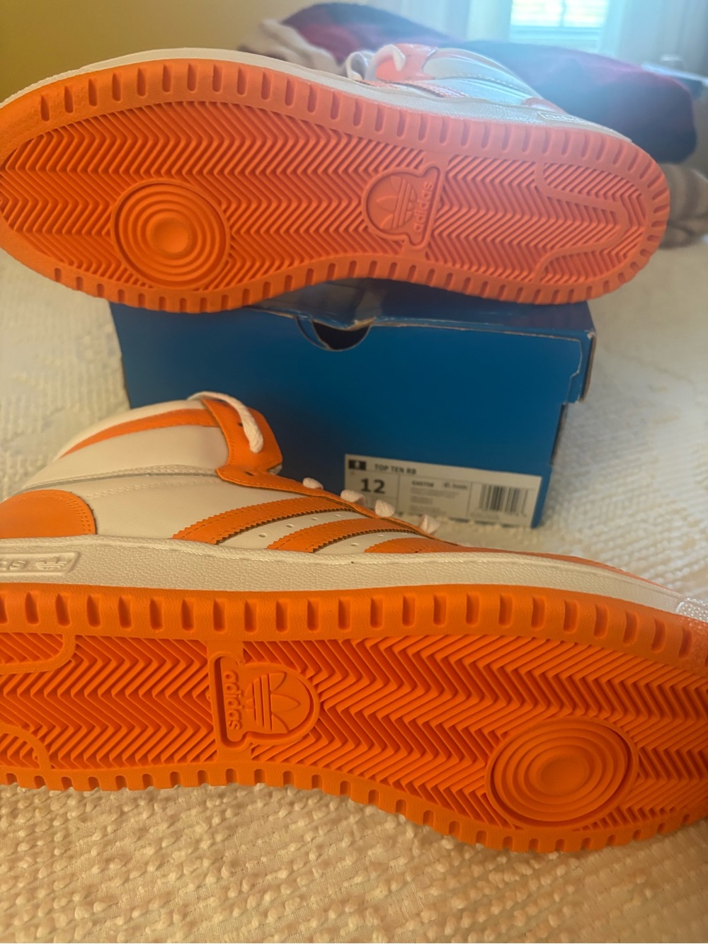 adidas High-Top Athletic Sneakers in White & Orange - Picture 4 of 4